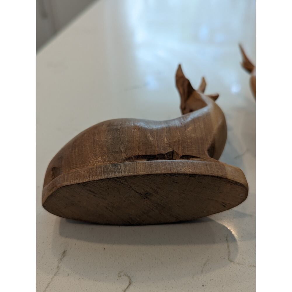 Carved Antelopes Set Of 3 Teak Wood Sculptures Hand carved Safari African... - Picture 11 of 14